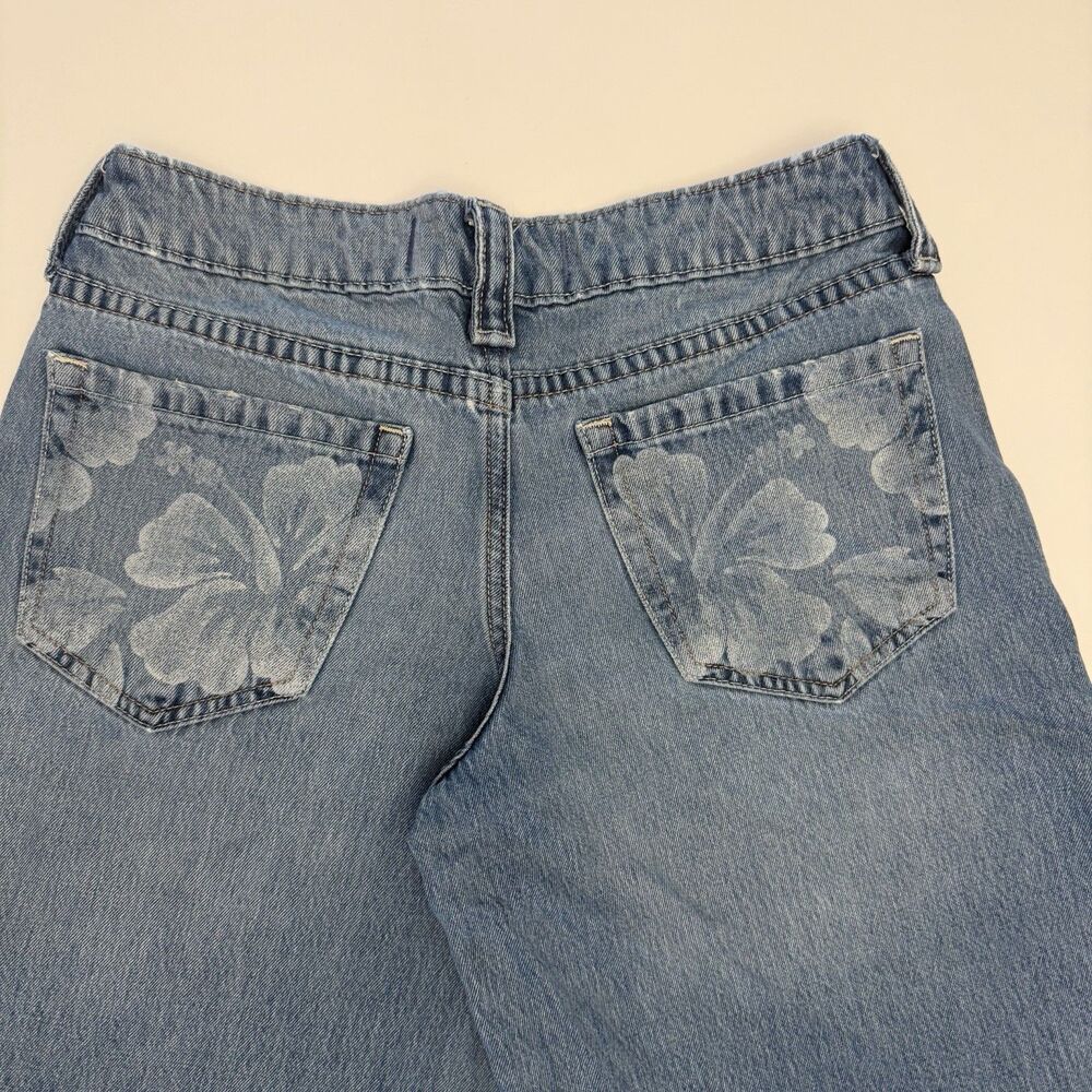 Hollister Low Rise Super Baggy Jeans W25 Light Wash Wide Leg Y2K Floral Pocket - Picture 2 of 11